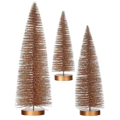 Outlet Snowy Bronze Bristle Christmas Trees, Set of 3 Christmas Decorations