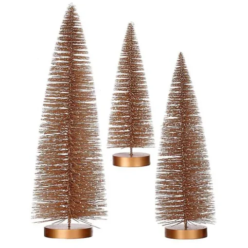 Outlet Snowy Bronze Bristle Christmas Trees, Set of 3 Christmas Decorations