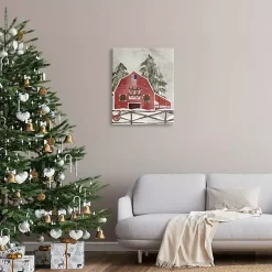 Hot Snowy Christmas Barn Canvas Art Print Christmas Art & Wall Decor
