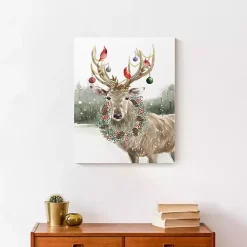 Hot Snowy Christmas Deer Canvas Art Print Christmas Art & Wall Decor