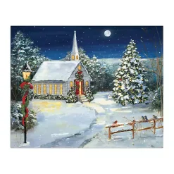 Best Snowy Church Scene Small Canvas Art Print Christmas Art & Wall Decor