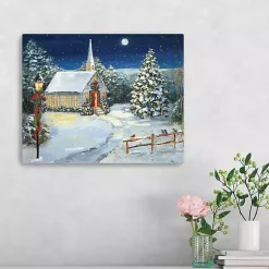 Best Snowy Church Scene Small Canvas Art Print Christmas Art & Wall Decor