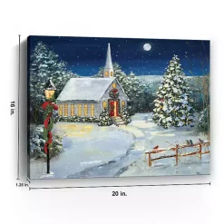 Best Snowy Church Scene Small Canvas Art Print Christmas Art & Wall Decor