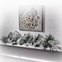 Snowy Pine and Cedar Cone Winter Garland Christmas Arrangements & Garland