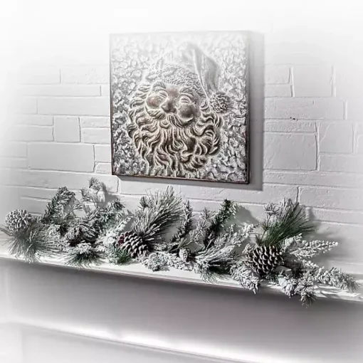 Snowy Pine and Cedar Cone Winter Garland Christmas Arrangements & Garland