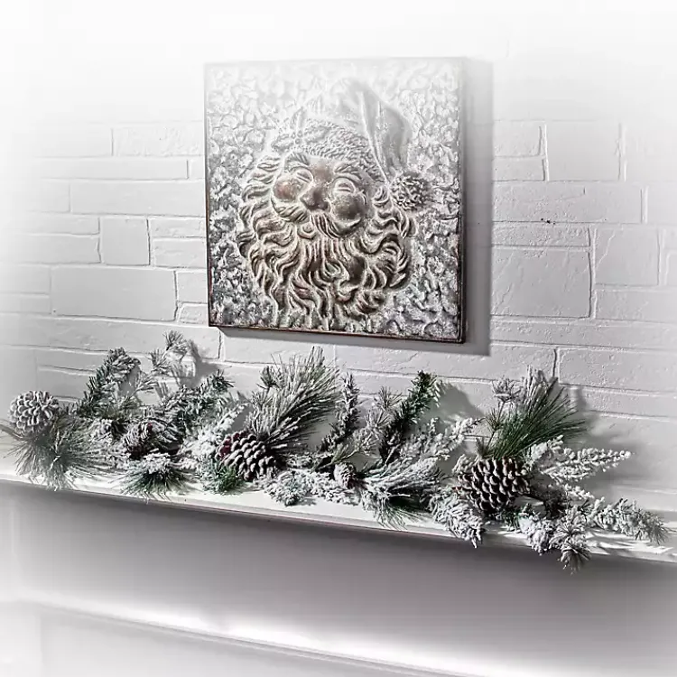 Snowy Pine and Cedar Cone Winter Garland Christmas Arrangements & Garland