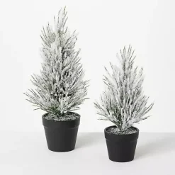 Best Snowy Potted Mini Pine Trees, Set of 2 Christmas Arrangements & Garland