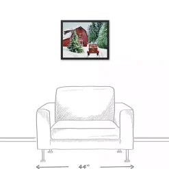 Best Snowy Red Barn Black Framed Canvas Art Print Christmas Art & Wall Decor