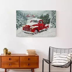 Outlet Snowy Red Truck Christmas Canvas Art Print Christmas Art & Wall Decor