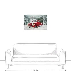 Outlet Snowy Red Truck Christmas Canvas Art Print Christmas Art & Wall Decor