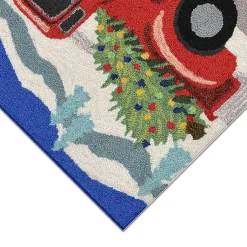 Hot Snowy Red Truck Doormat, 24x36 Outdoor Christmas Decorations