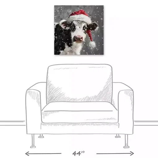 Sale Snowy Santa Cow Canvas Art Print Christmas Art & Wall Decor