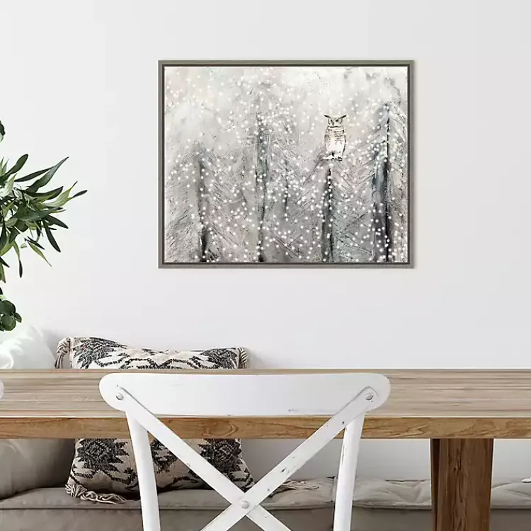 Snowy Scene with Owl Canvas Wall Plaque Christmas Art & Wall Decor