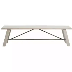Kirklands Home Dining Chairs|Sofia Wooden Dining Bench with Metal Bars White