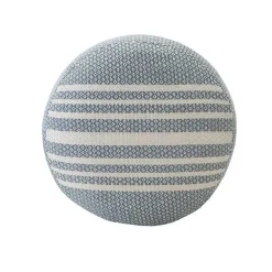 Kirklands Home Outdoor Cushions & Pillows|Soft Blue Simple Stripe Outdoor Pouf