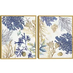 Kirklands Home Canvas Art|Soft Corals Framed Canvas Art Prints, Set of 2