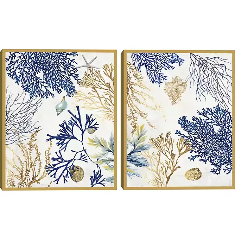 Kirklands Home Canvas Art|Soft Corals Framed Canvas Art Prints, Set of 2