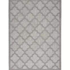 Kirklands Home Outdoor Rugs|Soft Silver Trellis Outdoor Area Rug, 4x6