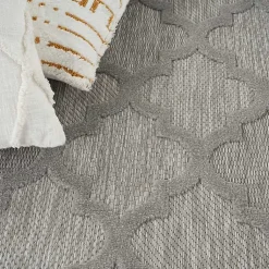 Kirklands Home Outdoor Rugs|Soft Silver Trellis Outdoor Area Rug, 4x6