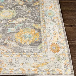 Kirklands Home Area Rugs|Soft Yellow and Gray Floral Area Rug, 8x12