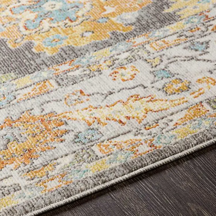 Kirklands Home Area Rugs|Soft Yellow and Gray Floral Area Rug, 8x12