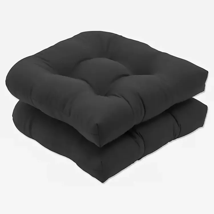 Kirklands Home Outdoor Cushions & Pillows|Solid Tufted Outdoor Seat Cushions, Set of 2 Black