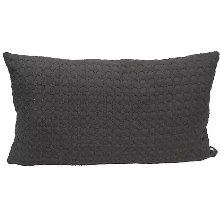 New Solid Charcoal Textured Lumbar Pillow Pillows