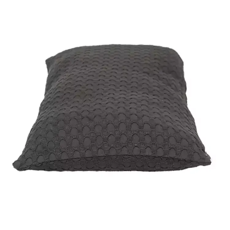New Solid Charcoal Textured Lumbar Pillow Pillows