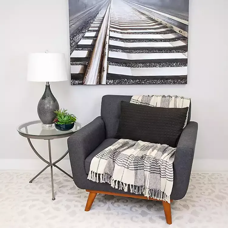 New Solid Charcoal Textured Lumbar Pillow Pillows