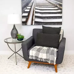 New Solid Charcoal Textured Lumbar Pillow Pillows