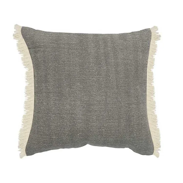 New Solid Accent Pillow with Fringe Pillows