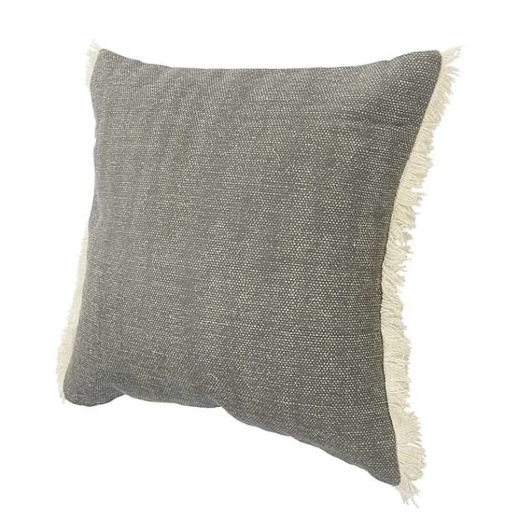 New Solid Accent Pillow with Fringe Pillows
