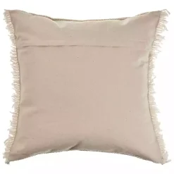 New Solid Ivory Accent Pillow with Fringe Pillows