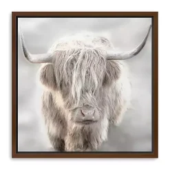 Kirklands Home Canvas Art|Solo Highland Cow Framed Canvas Art Print, 30x30 Gray