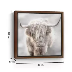 Kirklands Home Canvas Art|Solo Highland Cow Framed Canvas Art Print, 30x30 Gray