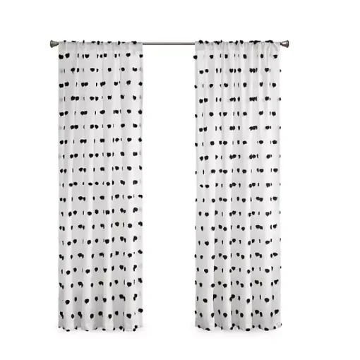 Kirklands Home Curtains & Drapes|Sophie Black Pom Pom Curtain Panel, 84 in.
