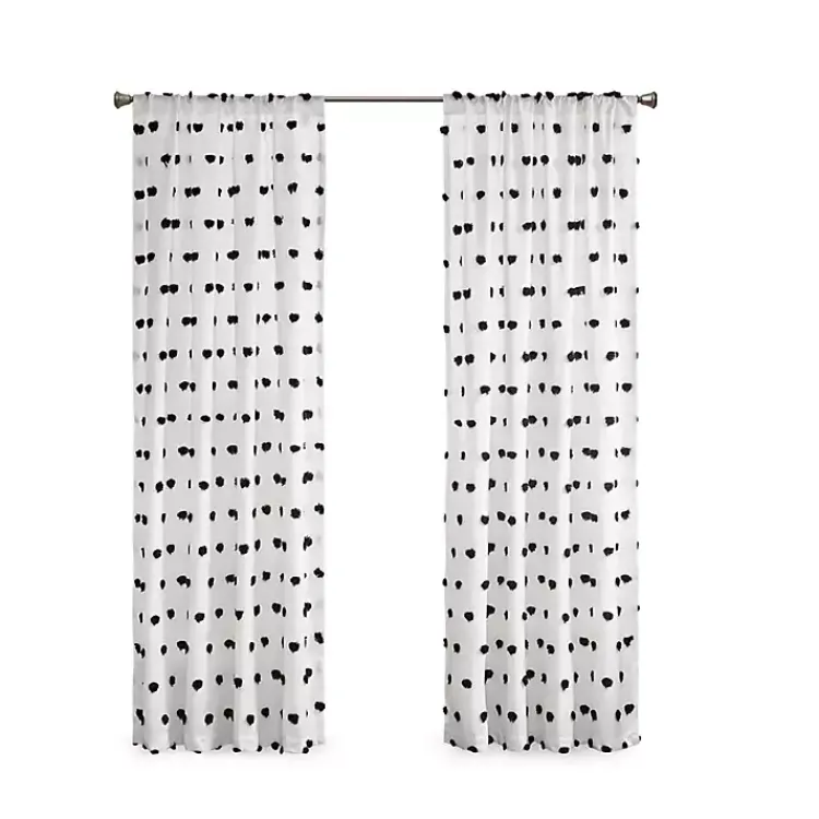 Kirklands Home Curtains & Drapes|Sophie Black Pom Pom Curtain Panel, 84 in.