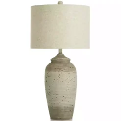 Kirklands Home Table Lamps|Speckled Cream Two-Tone Ridge Table Lamp Tan