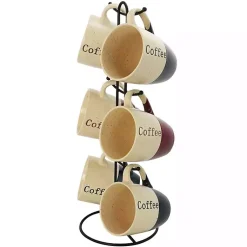 Kirklands Home Glassware & Drinkware|Speckled 6-pc. Coffee Mugs with Stand