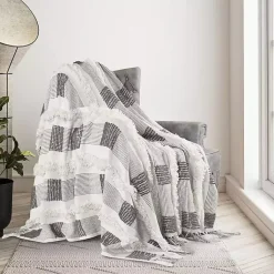 Online Spencer Gray and White Plaid Throw Blankets & Throws