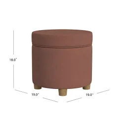 Kirklands Home Benches & Ottomans|Spice Round Velvet Storage Ottoman Brown