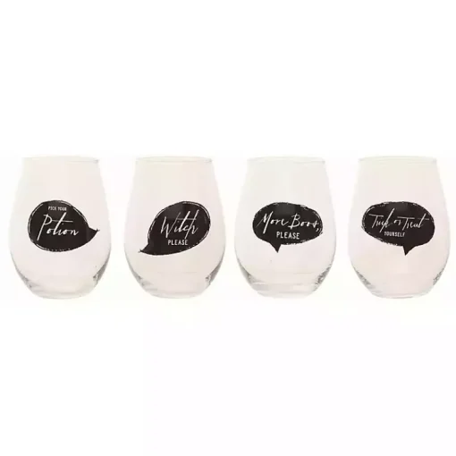 Spooky Sentiment Stemless Wine Glasses, Set of 4 Halloween