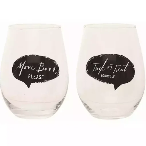 Spooky Sentiment Stemless Wine Glasses, Set of 4 Halloween