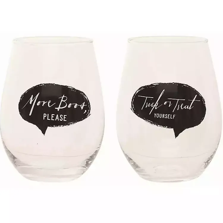 Spooky Sentiment Stemless Wine Glasses, Set of 4 Halloween