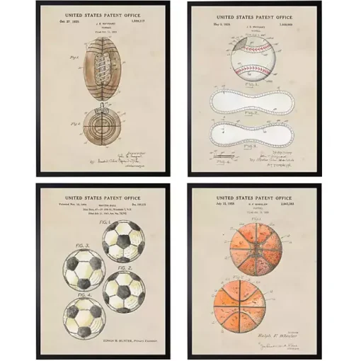 Kirklands Home Framed Art|Sports Ball Patents Framed Art Prints Multi