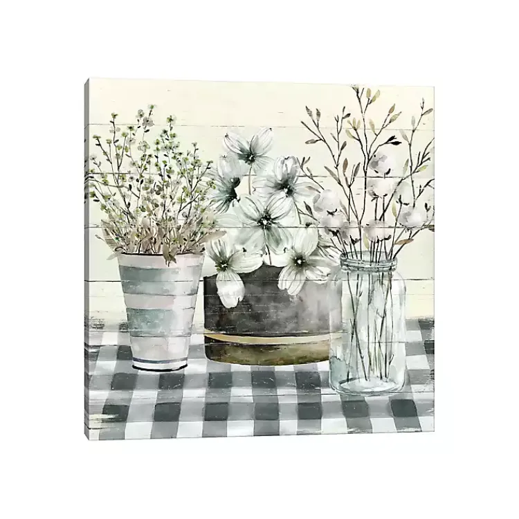 Kirklands Home Canvas Art|Spring Floral Gingham Canvas Art Print