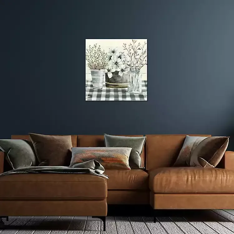 Kirklands Home Canvas Art|Spring Floral Gingham Canvas Art Print