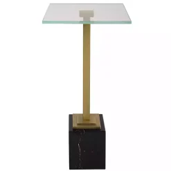 Kirklands Home Accent & End Tables|Square Glass and Marble Accent Table Black