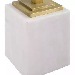 Kirklands Home Accent & End Tables|Square Glass and Marble Accent Table White