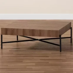 Kirklands Home Coffee Tables|Square Light Wood X Base Coffee Table Brown